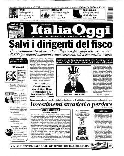 Italia oggi : quotidiano di economia finanza e politica